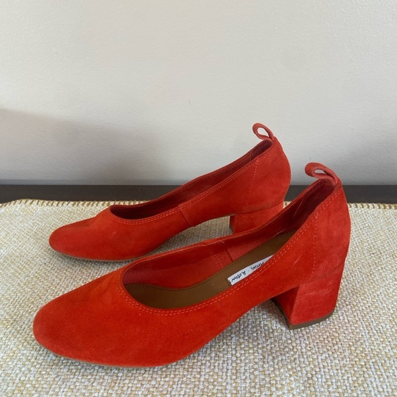 & Other Stories- Women Suede Ballet Pumps Block Heel Orange - Picture 2 of 11